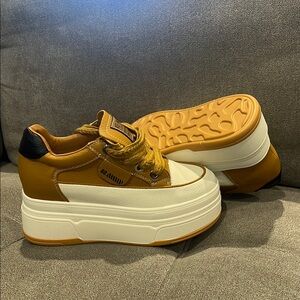Chic Brown and White Platform Sneakers
